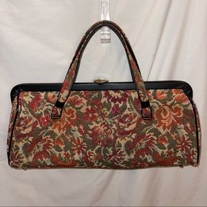 Vintage Flower Tapestry Carpet Bag Purse Handbag